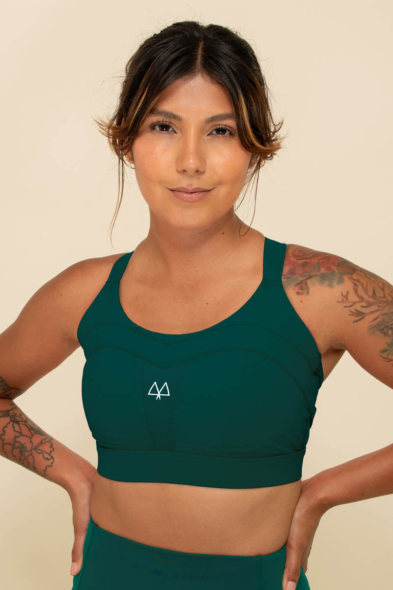 She Science Solidarity Sports Bra in Forest - Maaree - She Science Bra Fitters