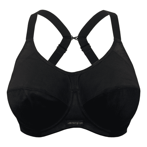 Elomi Womens Energise Underwire Sports Bra with J Hook, 36H, Black